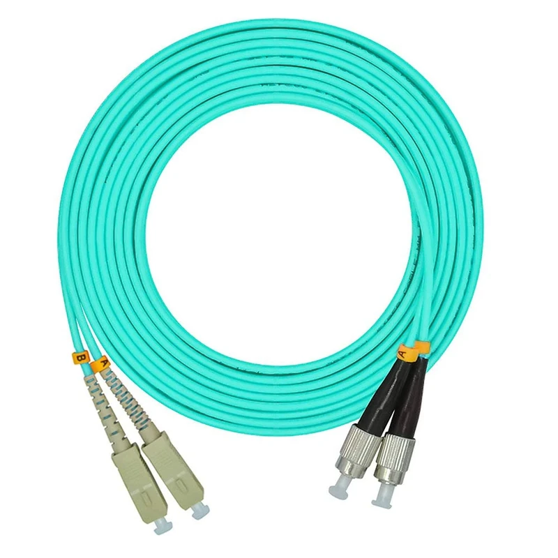 Jeirdus 100 Meters 328ft SC to FC Duplex OM3 10G Multimode Fiber Optic Cable Jumper Optical Patch Cord 50/125 SC-FC