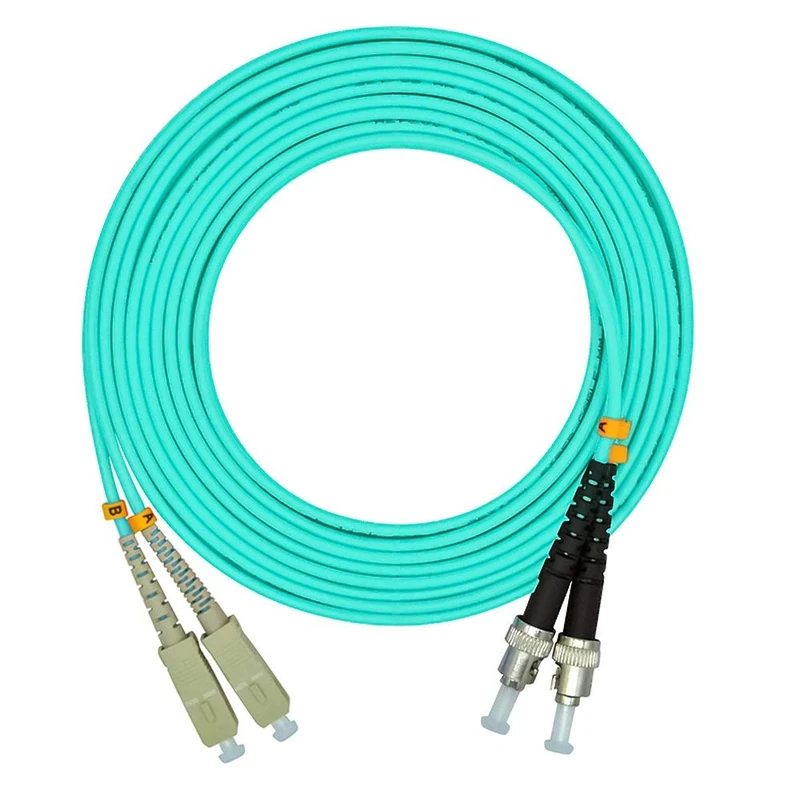 Jeirdus 100 Meters 328ft SC to ST Duplex OM3 10G Multimode Fiber Optic Cable Jumper Optical Patch Cord 50/125 SC-ST