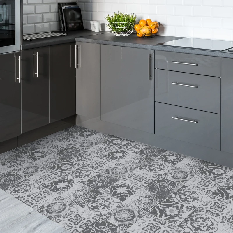 Vintage Grey Beige Brown Non-Slip Tile Stickers – Self-Adhesive Mosaic Cement Tiles for Bathroom and Kitchen 60 x 90 cm – 1 Piece
