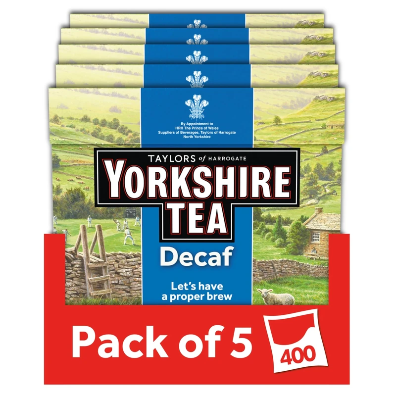 Yorkshire Tea Decaf, 5 Boxes of 80 Tea Bags (Total 400 Bags)