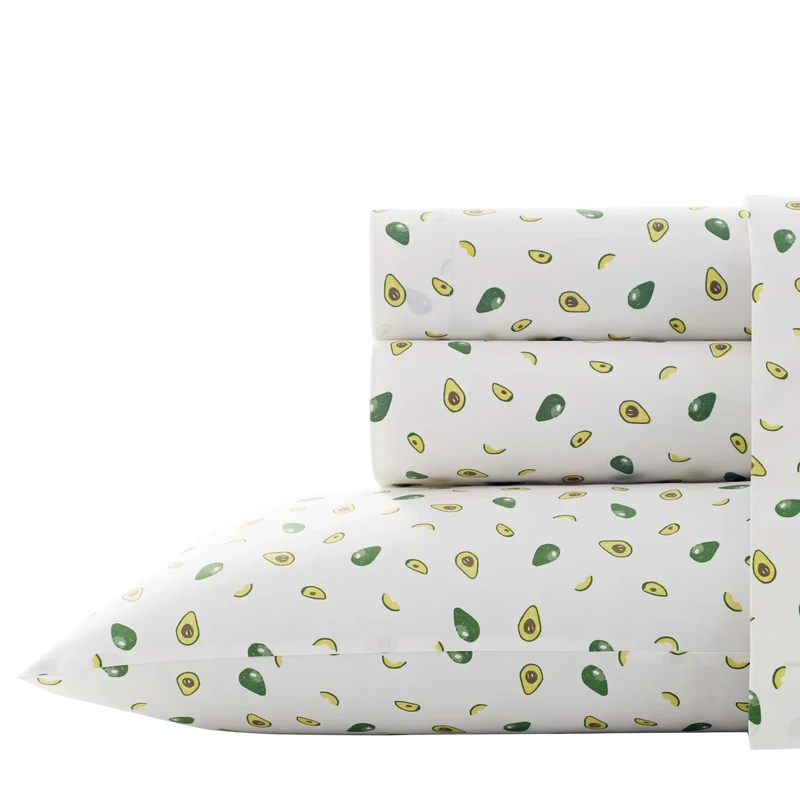 Poppy & Fritz - Queen Sheets, Cotton Percale Bedding Set, Crisp & Cool, Lightweight Home Decor (Avocados, Queen) - Image 1