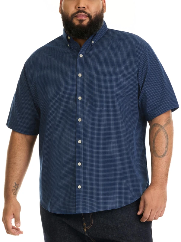 Van Heusen Men's Big and Tall Wrinkle Free Short Sleeve Button Down Shirt, Carbon Blue, 4X-Large - Image 1