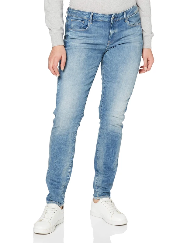 G-Star Women's 3301 Mid Waist Skinny Jeans, Blue (beach medium aged D05700-9587-9344), 26W / 32L