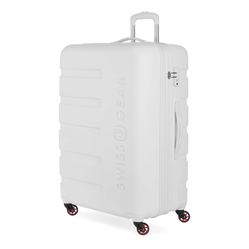 SwissGear 7366 Expandable Hard Exterior Luggage Case with Casters, White, Checked-Large 27-Inch, 7366 Hardside Expandable Luggage with Spinner Wheels