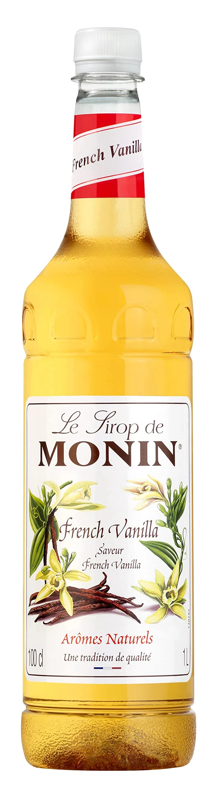 MONIN Premium French Vanilla syrup 1L for Coffee and Cocktails. Vegan-Friendly, Allergen-Free, 100% Natural Flavours and Colourings
