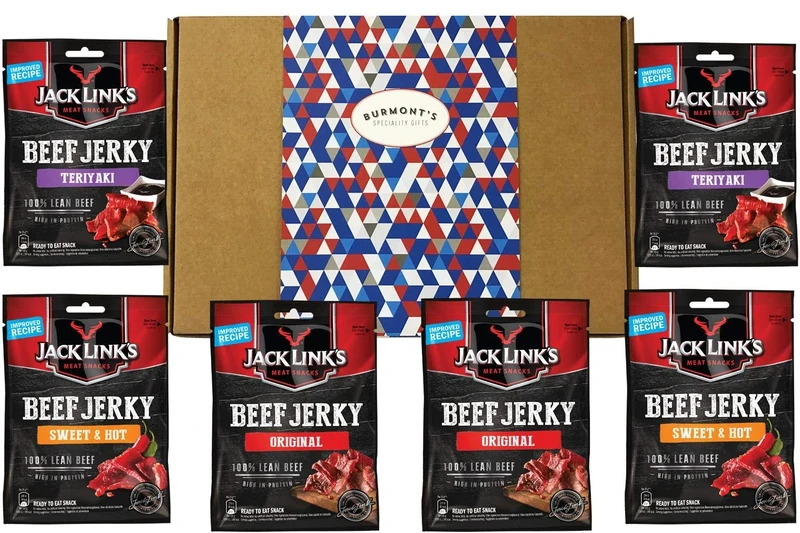 Jack Link's Beef Jerky Six Pack Selection Gift Box - Original, Sweet and Hot & Teriyaki - Hamper Exclusive To Burmont's