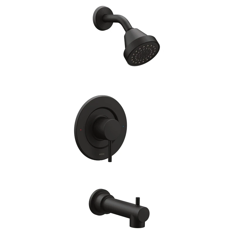 Moen T2193BL Align Posi-Temp Pressure Balancing Modern Tub and Shower Trim Kit Valve Required, Matte Black