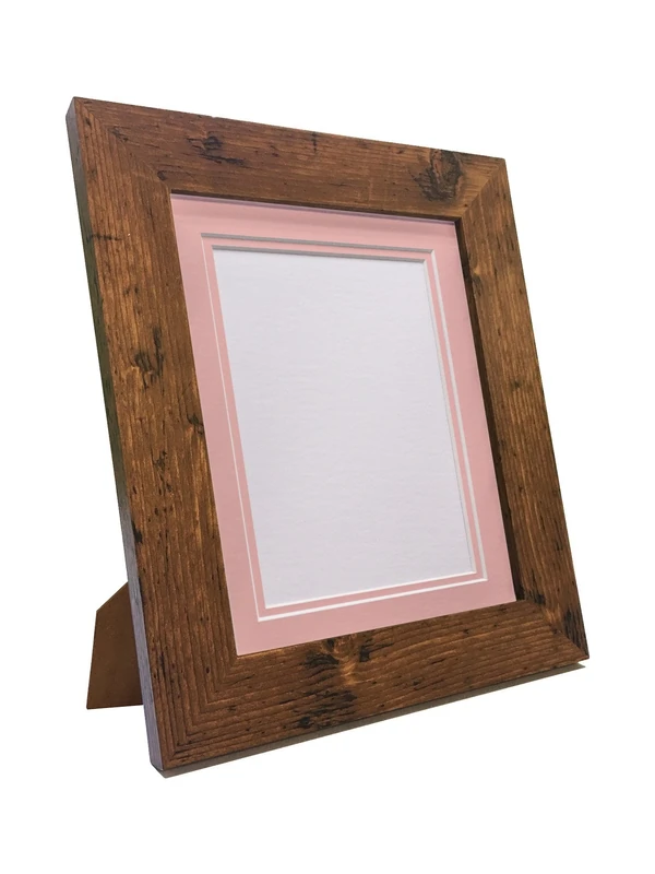 Metro Vintage Wood Photo Picture Poster Frame with Double Pink Mount 50 x 70 cm for Image Size A2