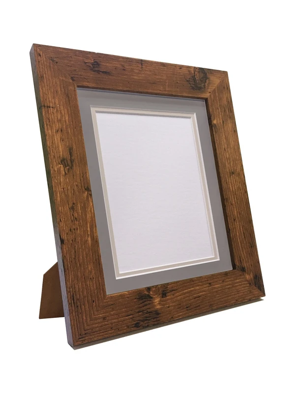 Metro Vintage Wood Photo Picture Poster Frame with Double Dark Grey on Light Grey Mount 50 x 70 cm for Image Size A2