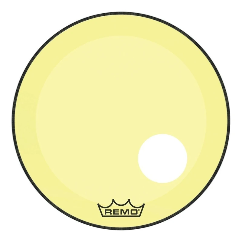 Remo Powerstroke P3 Colortone Yellow Bass Drumhead, 18", 5" Offset Hole