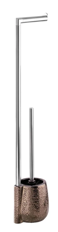 WENKO 23248100 Freestanding toilet brush Marrakesh - Toilet brush holder, Ceramic, 15 x 72 x 10.5 cm, Brown