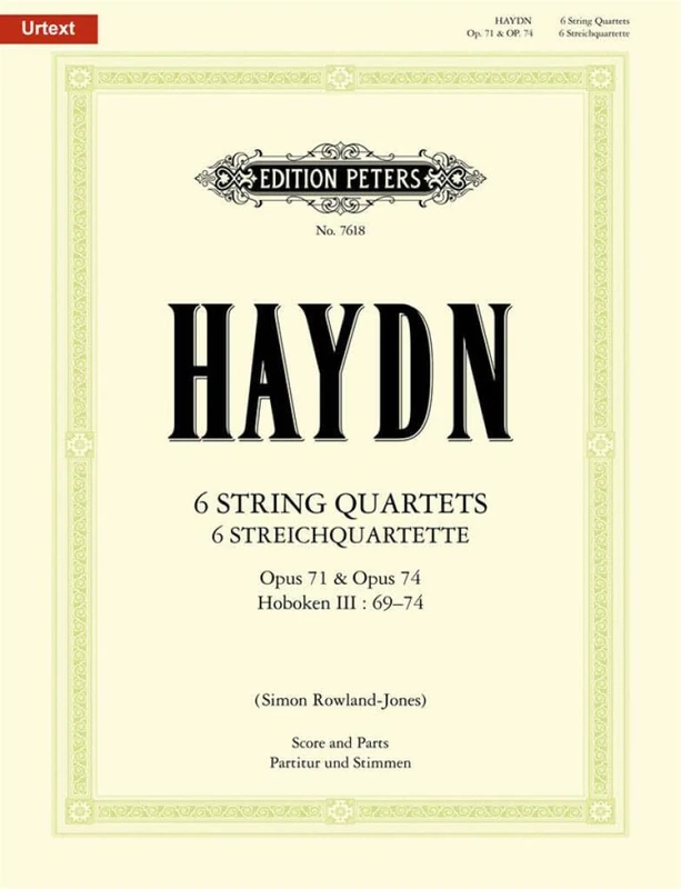 Haydn: 6 String Quartets, Hob. III: 69-74, Opp. 71 & 74 (String Quartet) (EP7618) (Edition Peters)