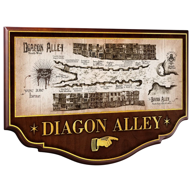 The Noble Collection Diagon Alley Map - Wooden Wall Plaque - Image 1
