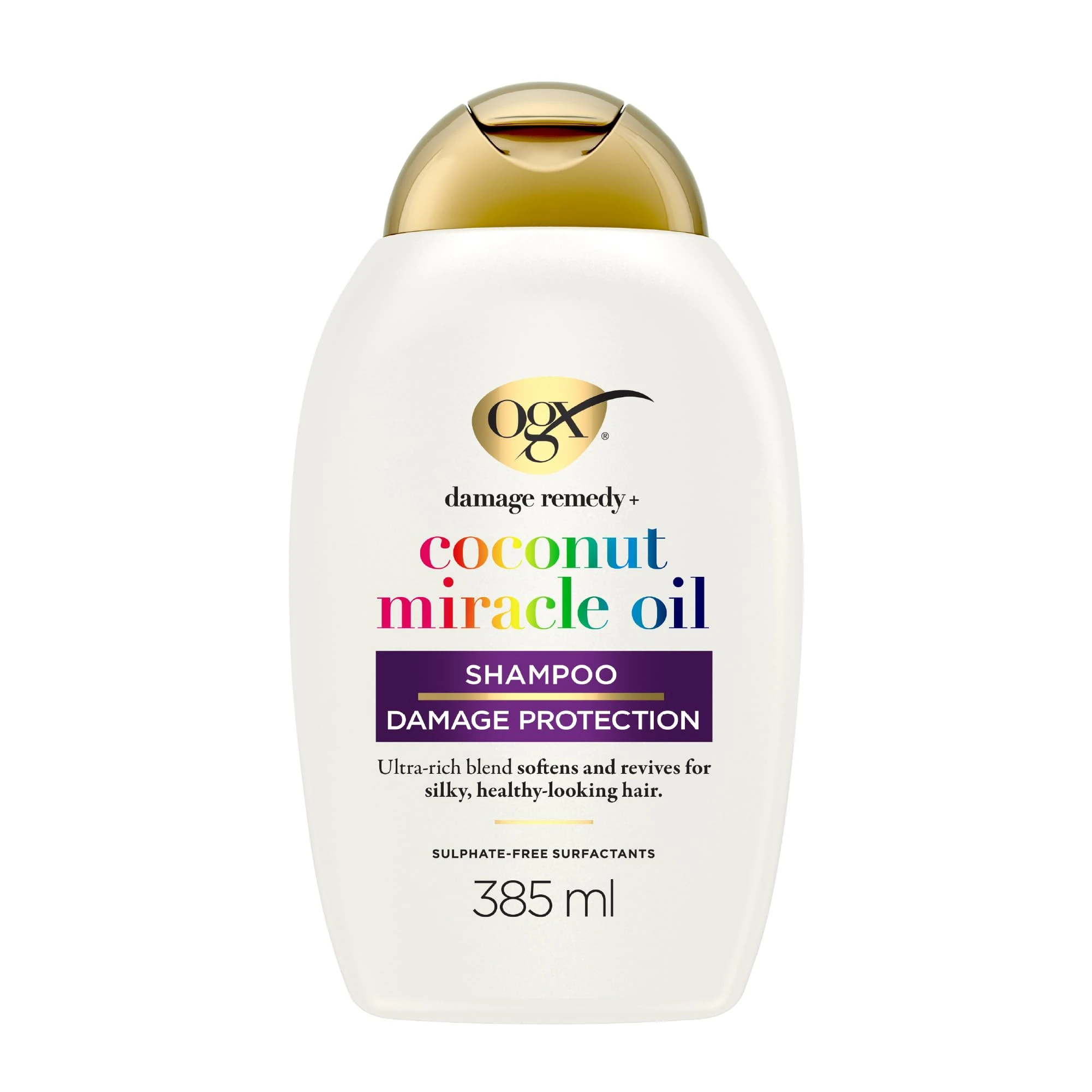 OGX Damage Remedy with Coconut Miracle Oil Shampoo, Softens and Revives Hair, for Silky and Healthy-Looking Hair, Sulfate Free, 385ml