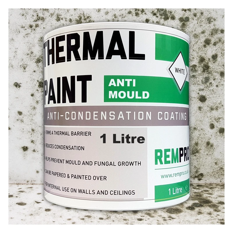 Rempro Thermal Paint 1Litres - Anti Mould & Anti Condensation Insulating with Glass Bubble Technology (Textured Finish)