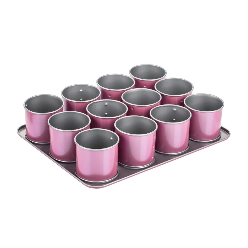 Zenker Creative Studio 12 Mini Cake Baking Tray, Cupcake Baking Mould, Mini Cake Mould with Non-Stick Coating, Cake Mould for Small Cakes, Creative Baking (Colour: Pink, Silver), Quantity: 1 Piece