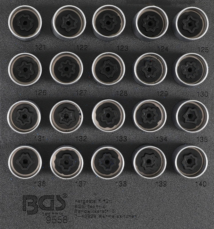 BGS 9558 | Tool Tray 1/6: Rim Lock Socket Set for Opel / Vauxhall (Version C) | 20 pcs.