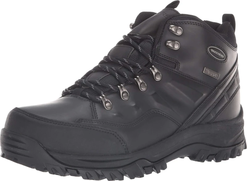 Skechers Men's Relment Traven High Rise Hiking Boots, Black Leather, 9.5 UK