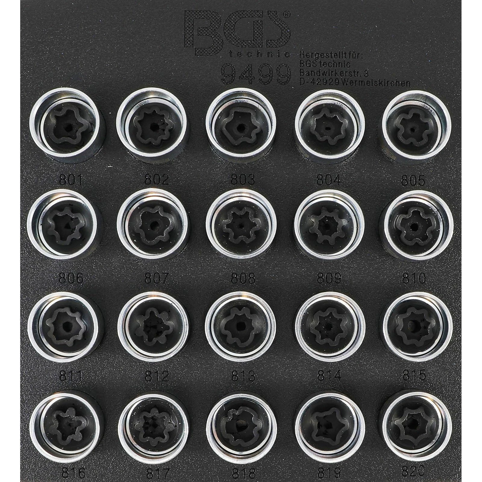 BGS 9499 | Tool Tray 1/6: Rim Lock Socket Set for Audi | 20 pcs.