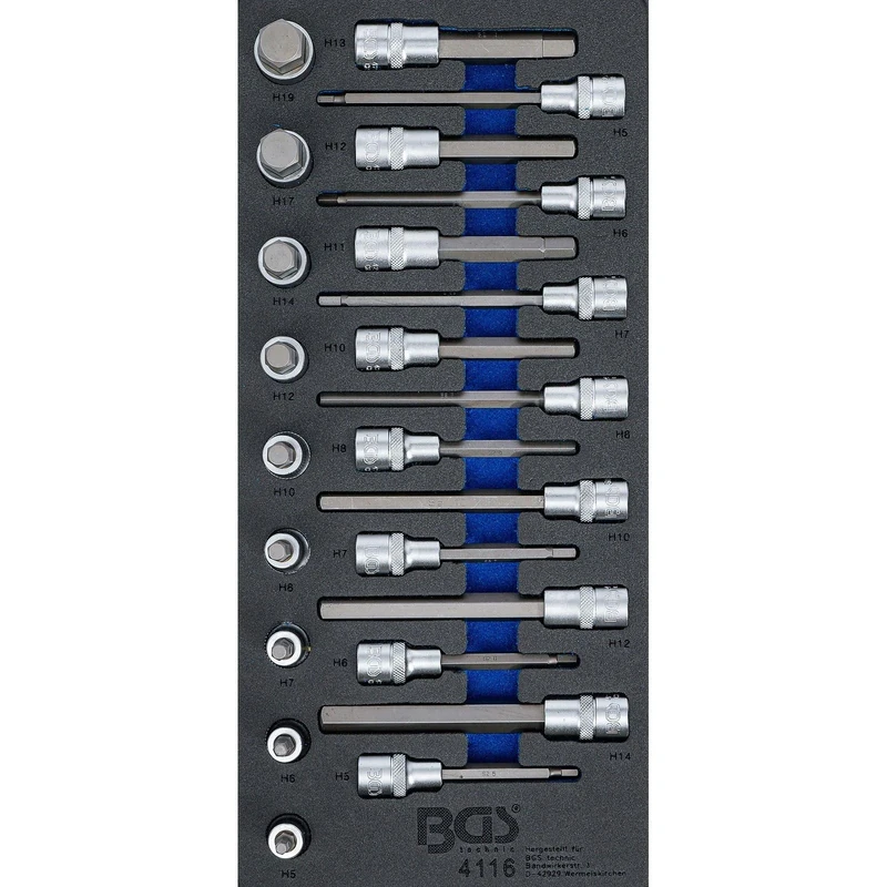 BGS 4116 | Tool Tray 1/3: Bit Socket Set | 12.5 mm (1/2") | Internal Hexagon | 24 pcs.