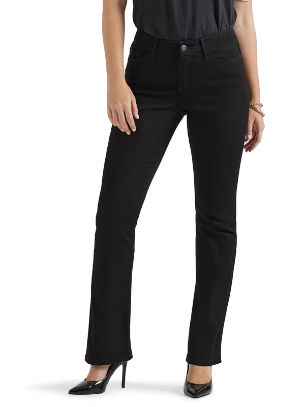 Lee Women's Flex Motion Regular Fit Bootcut Jean, Black, 4 US