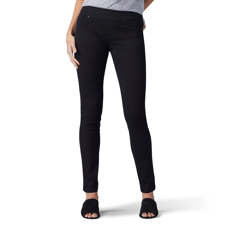 Lee Women's Sculpting Slim Fit Skinny Leg Pull on Jean, Black, 16 Long