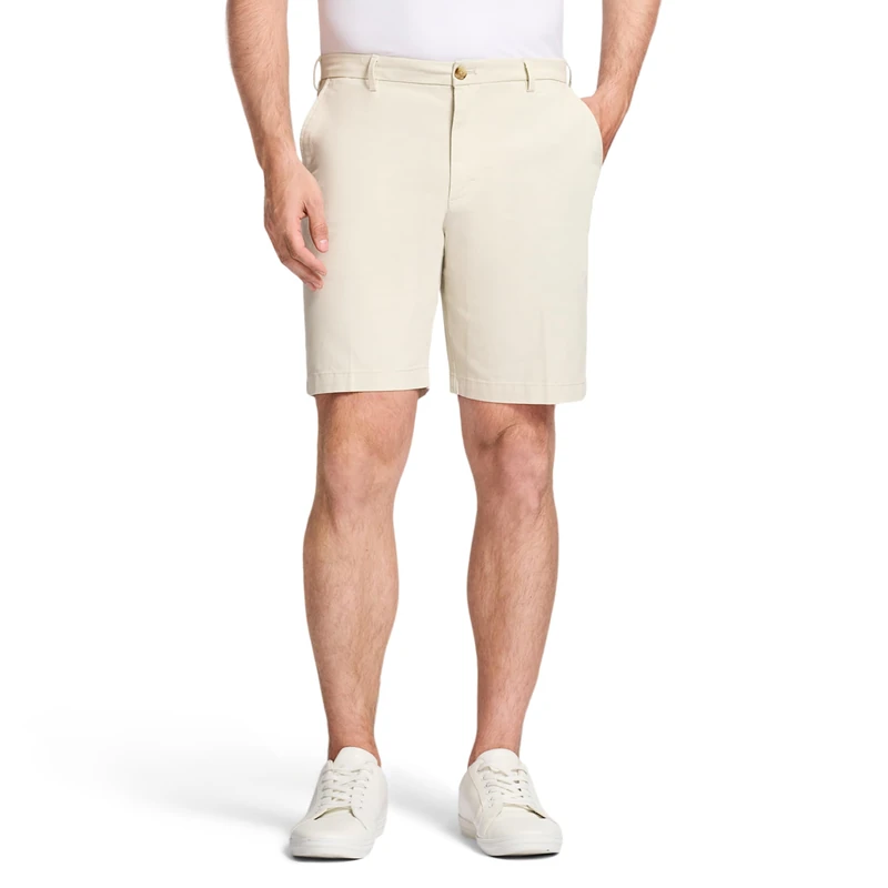 Izod Men's Saltwater Flat Front Shorts, Stone, 29