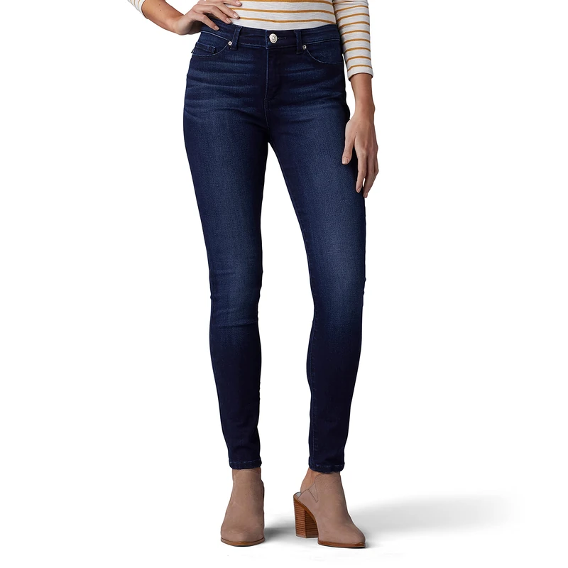 Lee Women's Slimming Fit Rebound Skinny Leg Jean, Nightingale, 16 Short