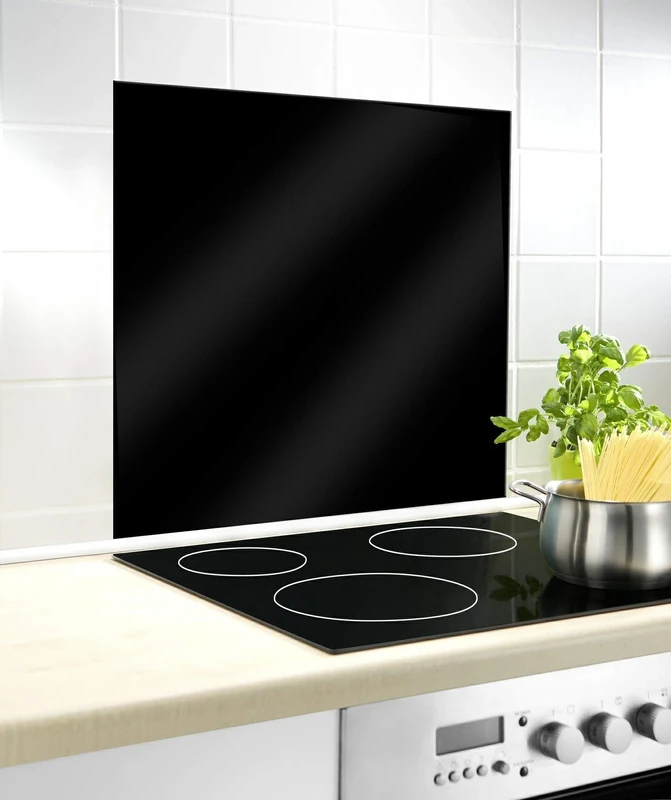 Wenko Glass Back Panel Splash Guard, Tempered Glass, Black, 70 x 60 x 0.1 cm