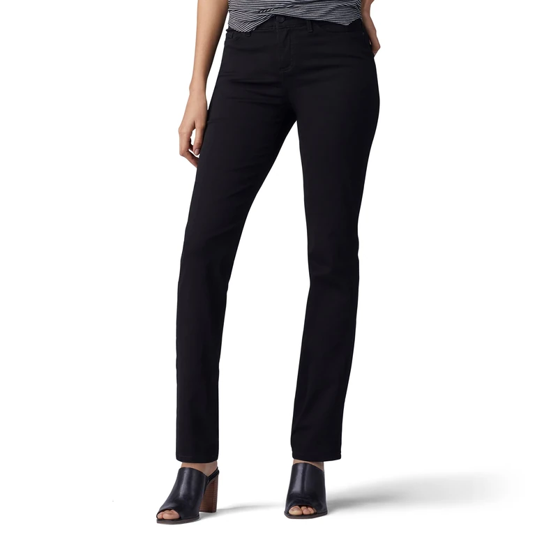 Lee Women's Ultra Lux Comfort with Flex Motion Straight Leg Jean, Black, 6 US