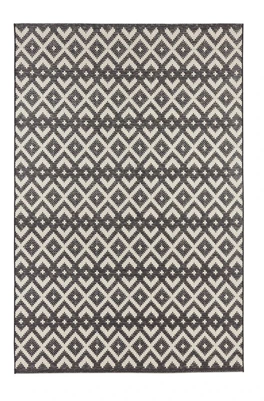 Zala Living Flat weave rug Alley in hand-knotted macrame look, black, 155 x 230 cm