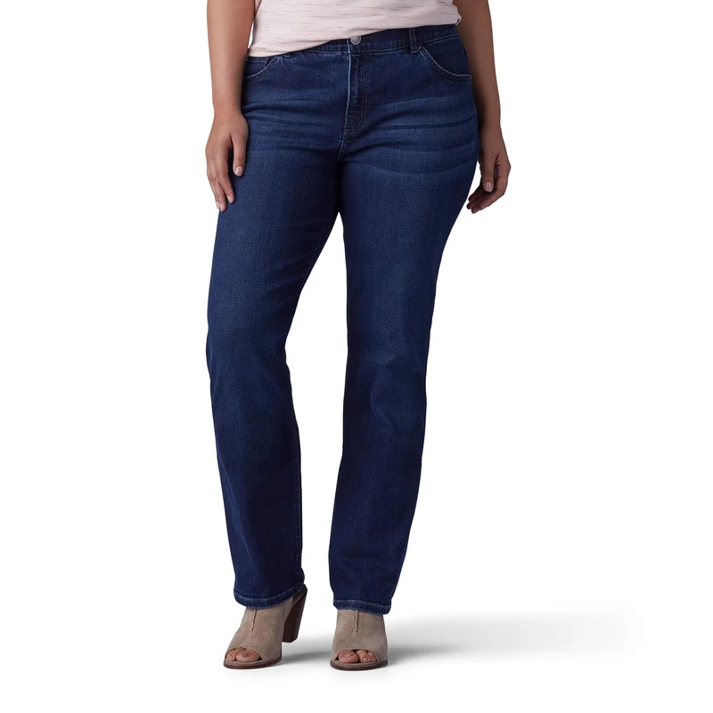 Lee Women's Plus-Size Motion Series Total Freedom Straight Leg Jean, Royal Chakra, 18 US