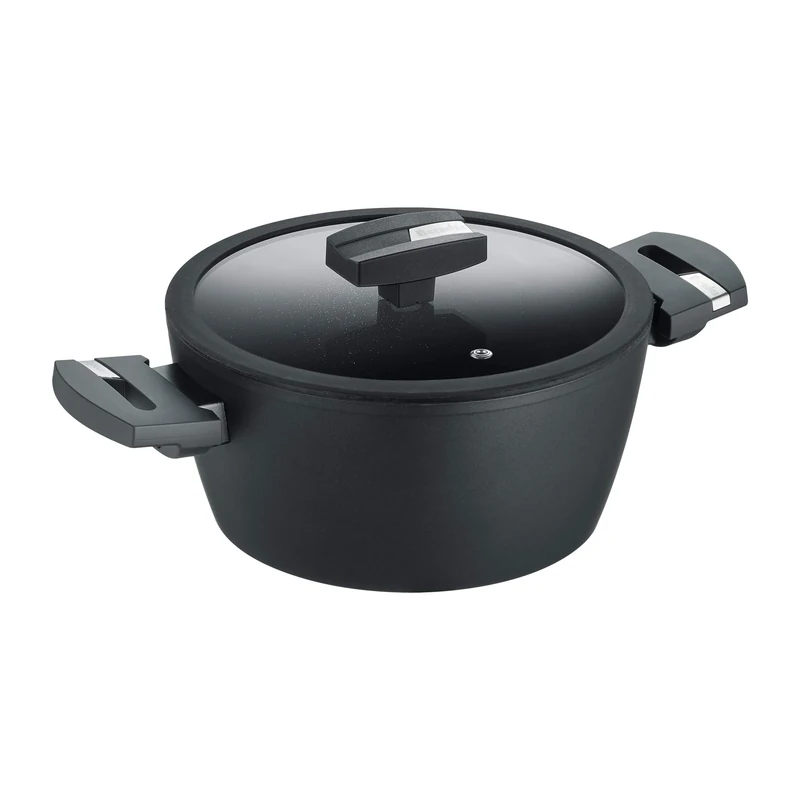 Berndes Balance Induction Enduro Cooking Pot 20 cm Suitable for Induction Cookers Extremely Scratch-Resistant Cast Look Aluminium Black