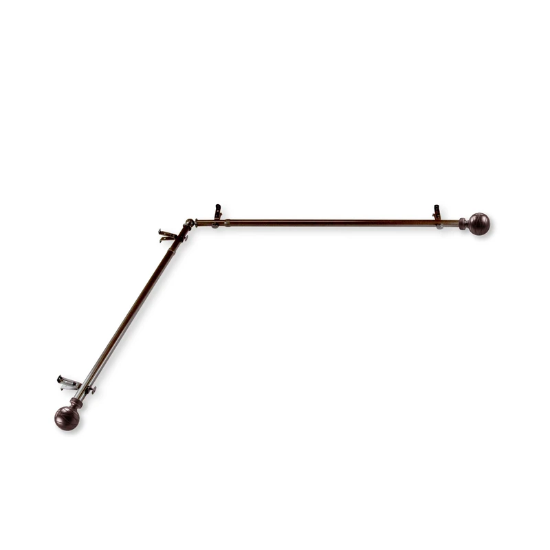 Rod Desyne Arman Corner Single Curtain Rod Set, 28-48 inch, Cocoa, 2 Count