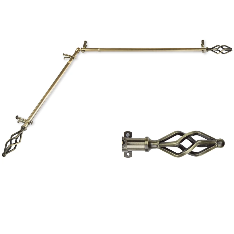 Rod Desyne Single Curtain Rod Set, Antique Brass, 28-48 inch