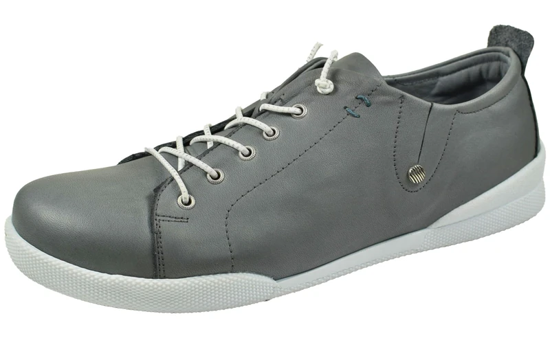 Andrea Conti 0345724 Women's Lace-Up Leather Low Shoes, Gray, 5 UK