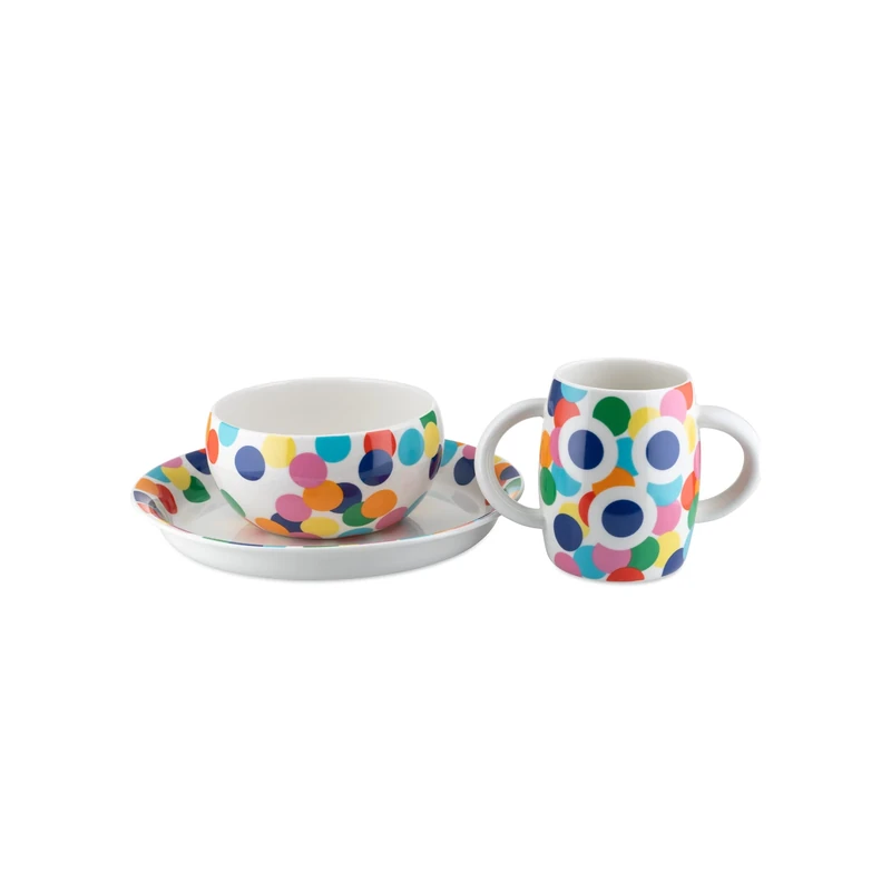 Alessi AM39S1 Alessini - Proust, Children Tableware in Decorated Bone China: Dining Plate, Bowl, Tumbler.