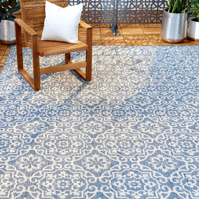Nicole Miller New York Patio Country Danica Area Rug, Blue/Gray, 5'2"x7'2" Rectangle - Image 1