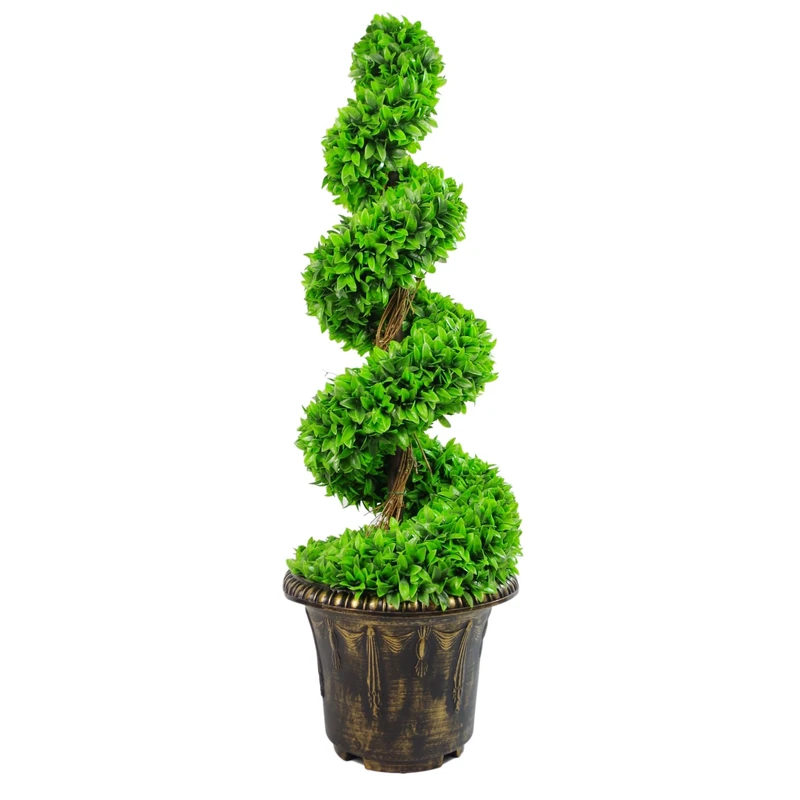 Large Leaf Artificial Spiral Tree with Decorative Planter