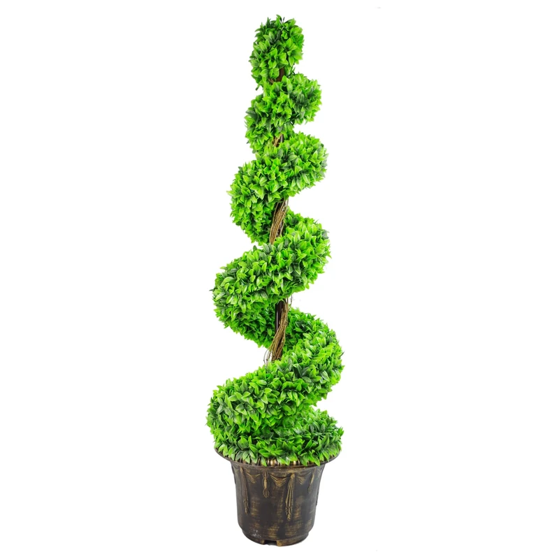 Large Leaf Artificial Spiral Tree with Decorative Planter