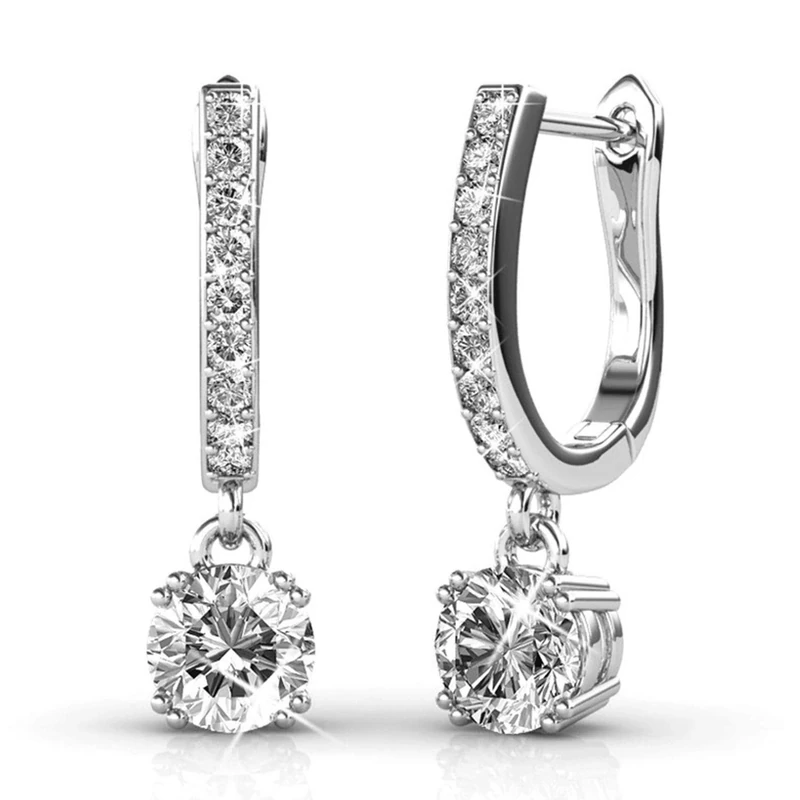 BELLE & LILY 925 Sterling Silver Hoop Earrings with Swarovski Crystals - Image 1