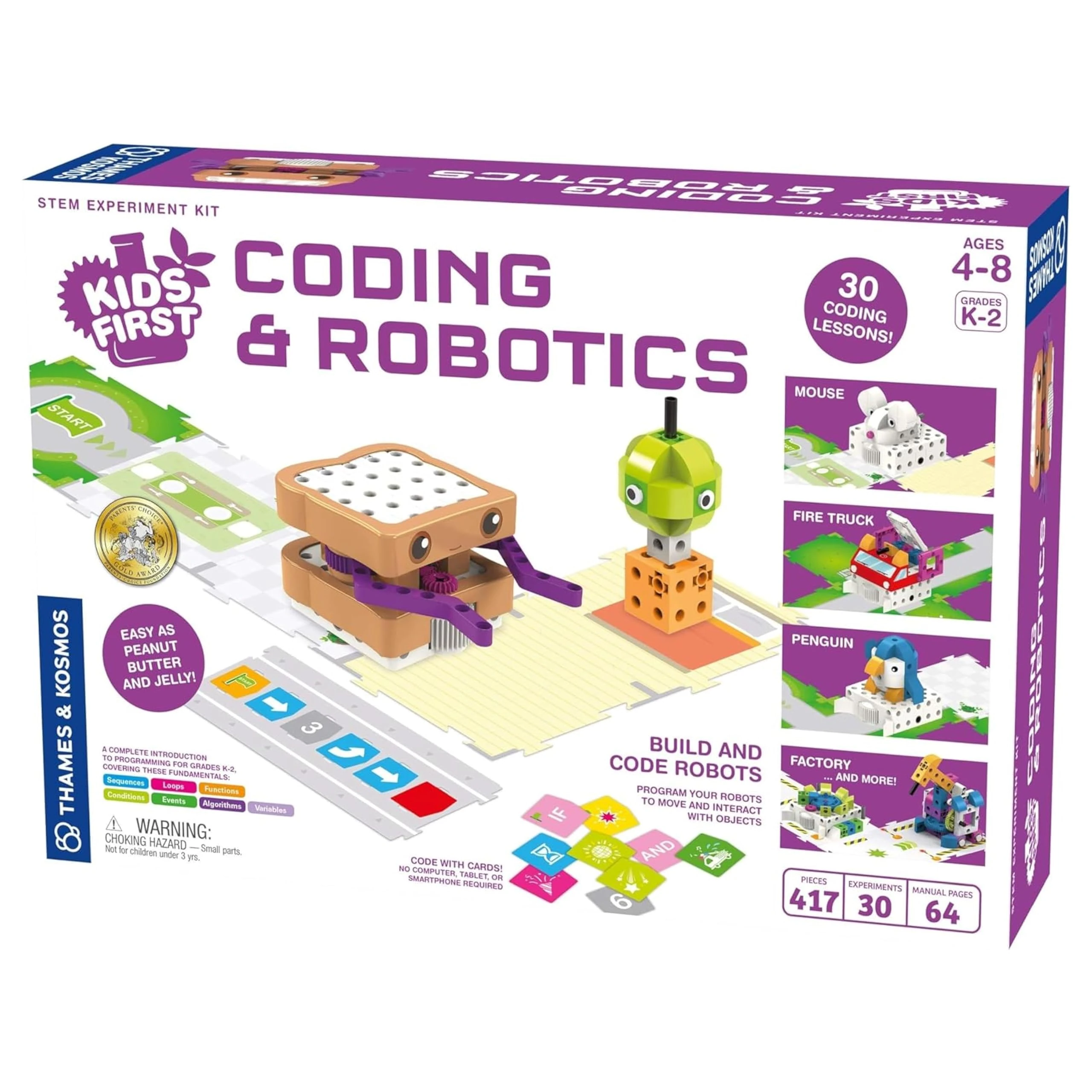 Thames & Kosmos Kids First Coding & Robotics, Kids Science Kit, Learning Resources for Coding and Physical Engineering, STEM Toys for Science Experiments, Age 4-8