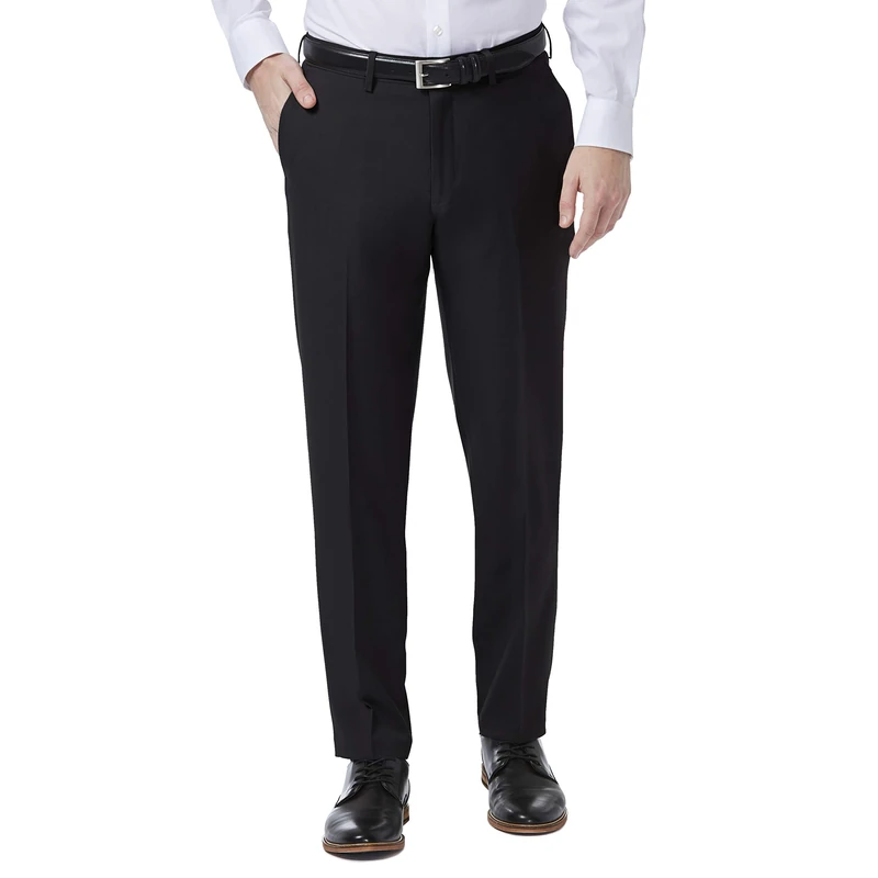 Haggar Men's Premium Comfort Dress Slim Fit Flat Front Pant, Black, 34W x 32L