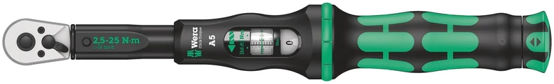 Wera Click Torque A 5 Adjustable Torque Wrench, 1/4" Square Drive, 2.5 - 25 Nm, 05075604001