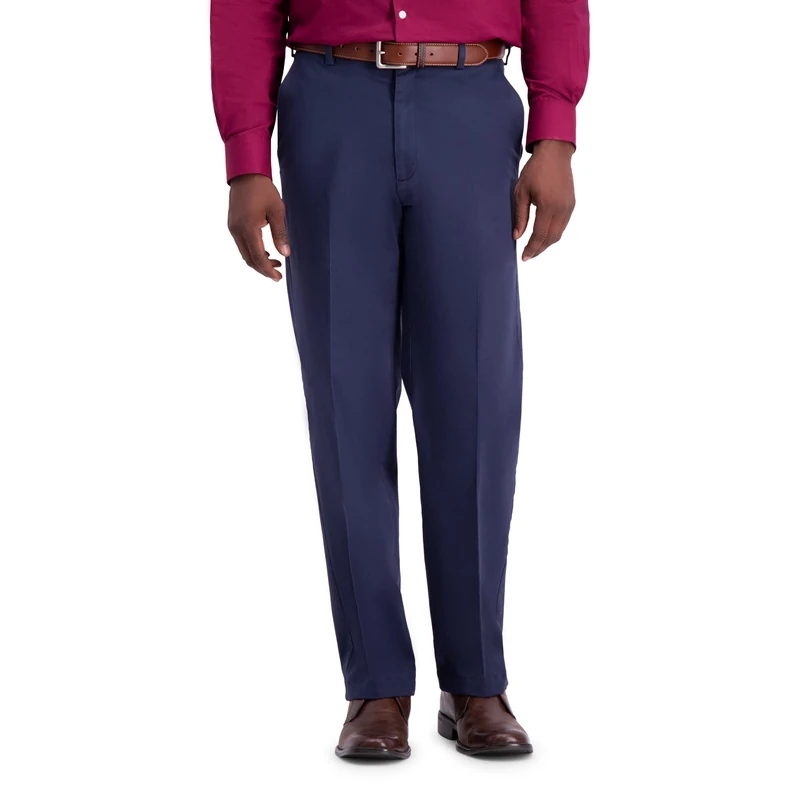 Haggar Men's Work to Weekend Classic Fit Flat Front & Pleat Regular and Big and Tall Sizes Pants, Navy, 34W x 30L