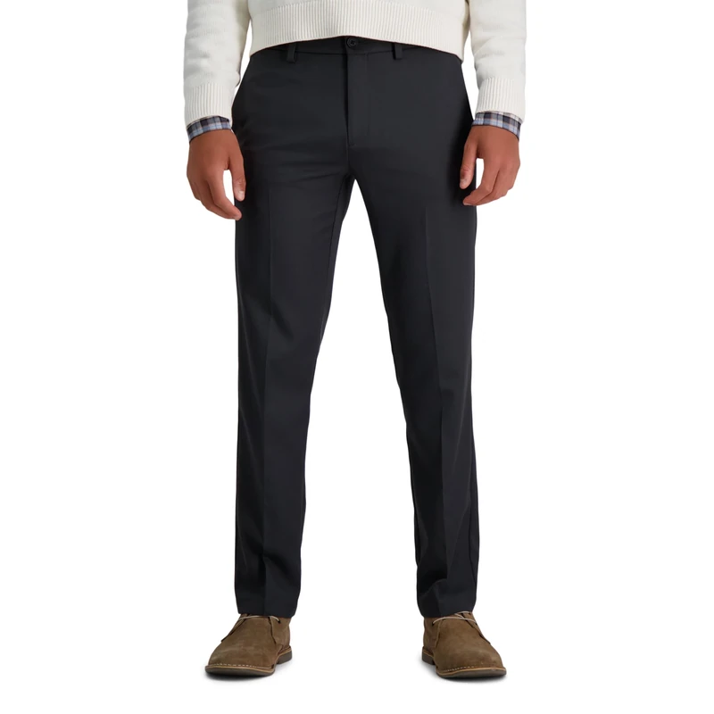 Haggar Men's Cool 18 Pro Straight Fit Flat Front Casual Pant, Dark Heather Grey, 42W x 30L