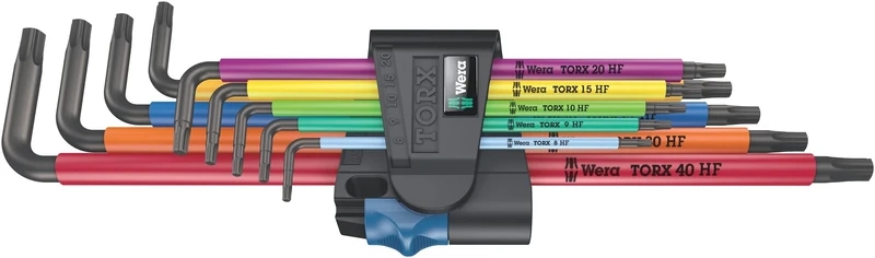 Wera 967 TX XL Multicolour HF 1 Holding-Function BlackLaser Long TORX® L-key set, TX 8-40, 9pc, 05024470001