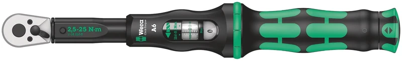 Wera Click Torque A 6 Adjustable Torque Wrench, 1/4" Hex Drive, 2.5 - 25 Nm, 05075605001