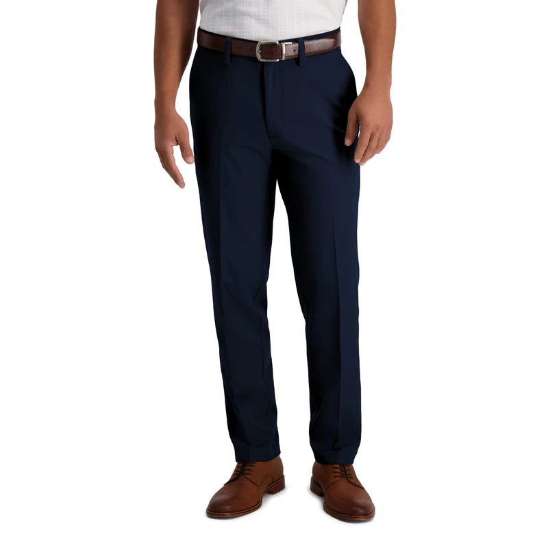 Haggar Men's Cool 18 Pro Slim Fit Flat Front Casual Pant, Dark Navy, 29W x 32L
