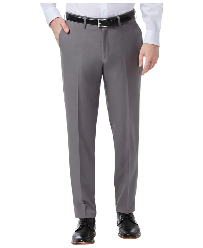 Haggar Men's Premium Comfort Stretch Slim Fit Dress Pant, Grey, 32W x 38L
